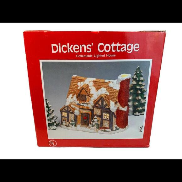 Vintage Dickens' Cottage Collectable Lighted House Original Box E103807 Mervyns - Picture 1 of 15